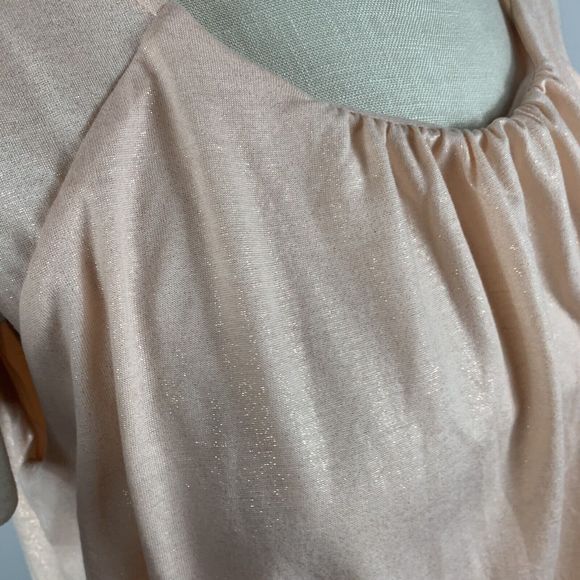 By Anthropologie Light Pink Shimmer Bubble Top Sz Small  Party Classy - Picture 3 of 11